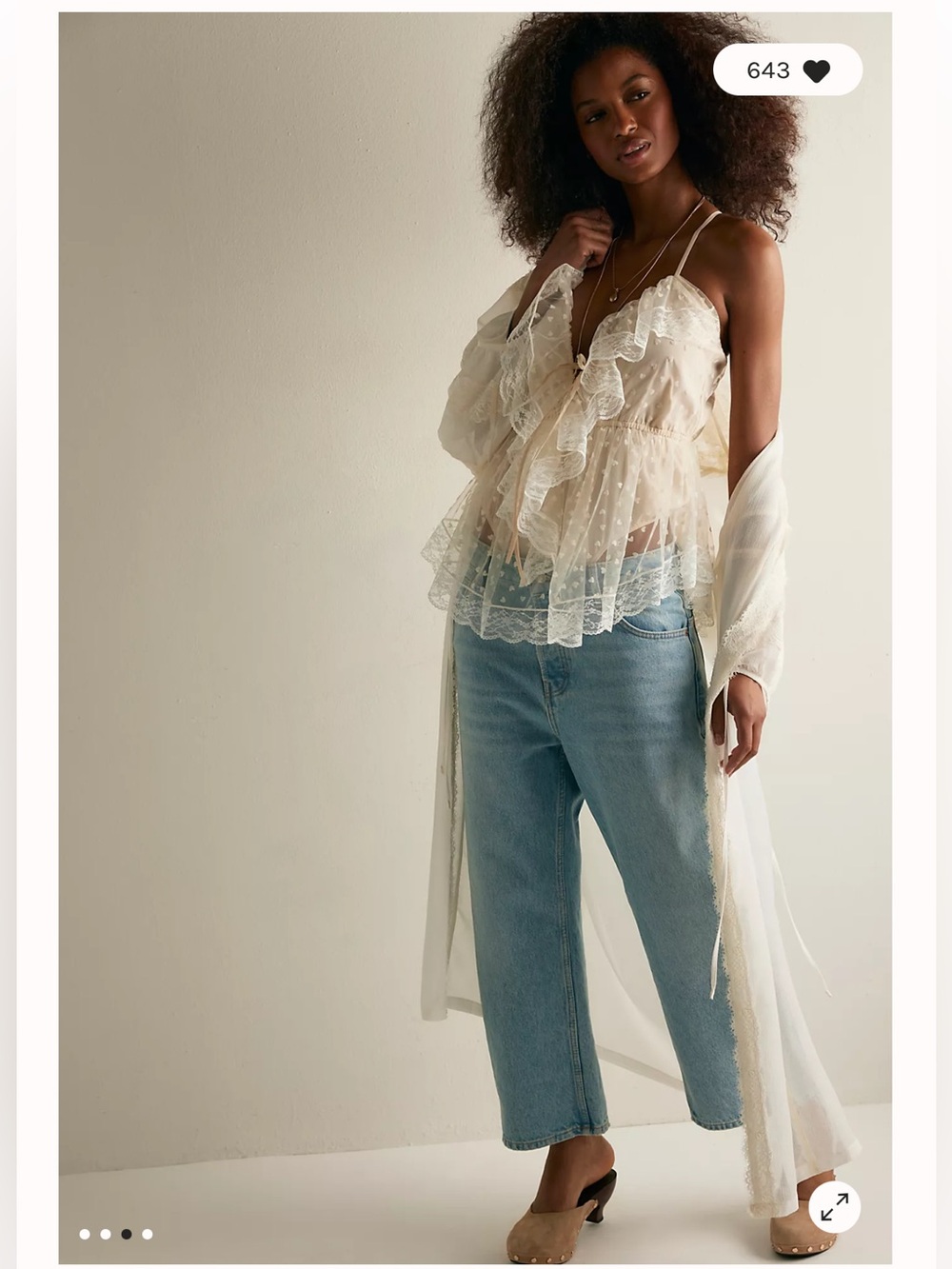 Free People Sweet Sugar Lace Embroidered Heart  Mesh Ruffles Vintage Bodysuit